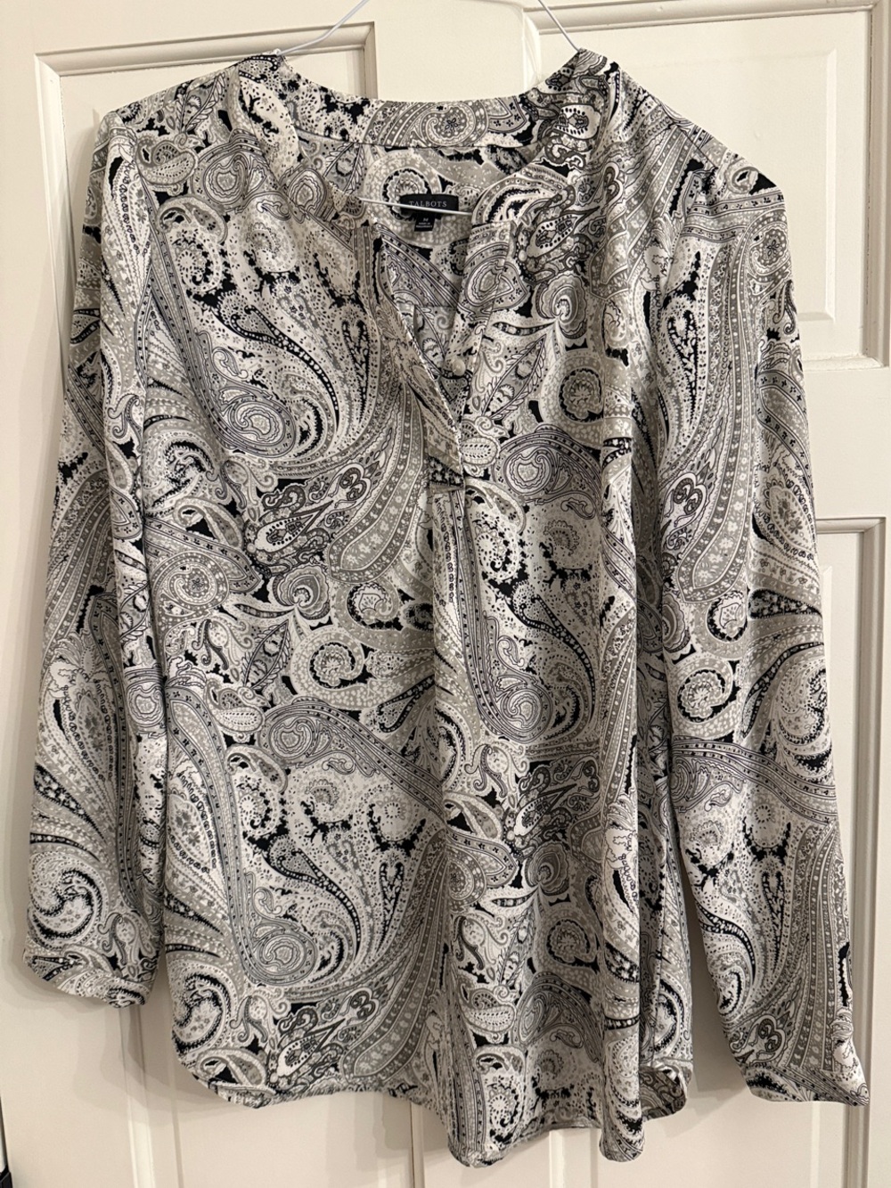Talbots Paisley Long-Sleeve Popover Blouse